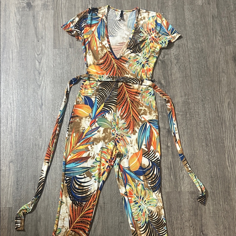 Tropical Print Women's Jumpsuit